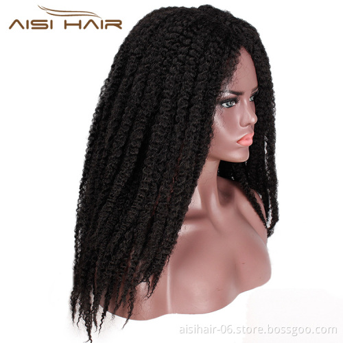 Aisi Hair Synthetic Afro Kinky Curly Hair Braids Dreadlock Marley Braiding Hair Wig Black Ombre Brown for Women